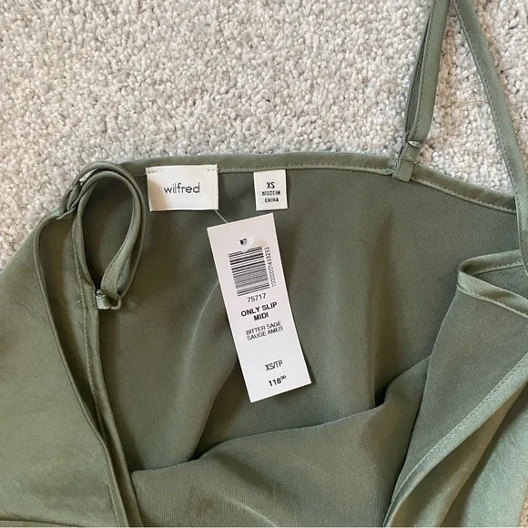 Aritzia Wilfred Only Slip Midi Dress in Bitter Sage - Picture 7 of 7